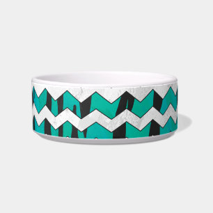 Tigela Chevron Tiger Black and Teal Impressão