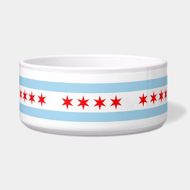 Tigela Chicago Flag, Illinois Flag Pet Bowl (Esquerda)