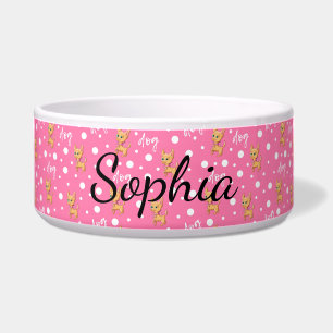 Tigela Chihuahua cor-de-rosa bacia personalizada do cão
