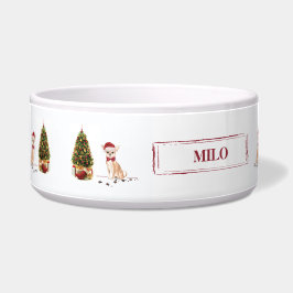 Tigela Chihuahua Engraçado Cachorro de Natal com Árvore