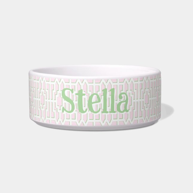 Tigela Chippendale Fret em Rosa e Verde (Frente)