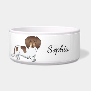 Tigela Chocolate & Tan Piebald Long Hair Dachshund & Name