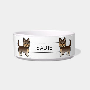 Tigela Chocolate Yorkshire Terrier Cartoon Dog & Name