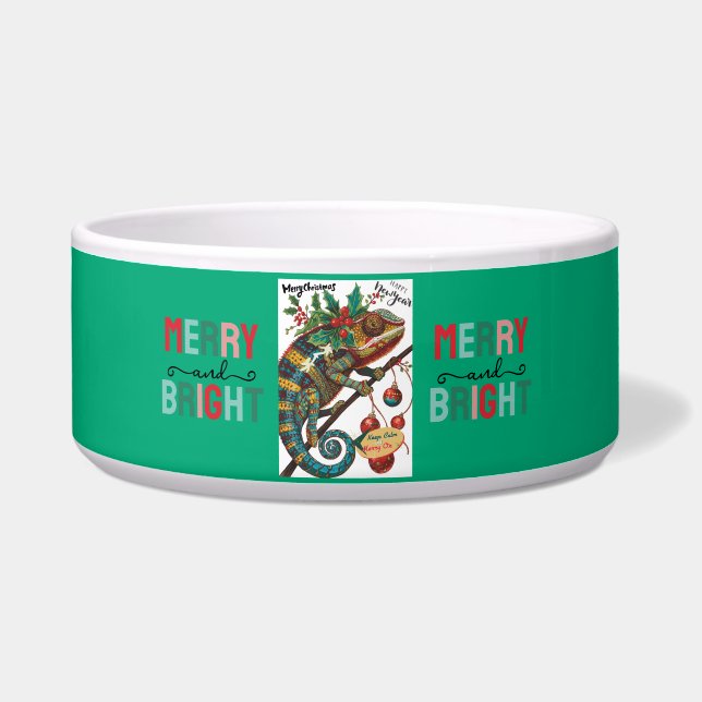 Tigela Christmas Holiday Chameleon (Frente)