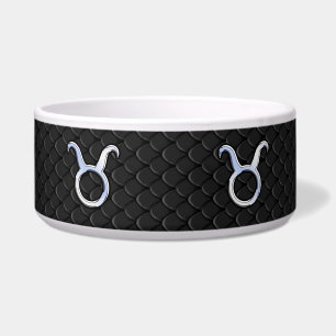 Tigela Chrome Like Taurus Sign on Black Cobra Skin