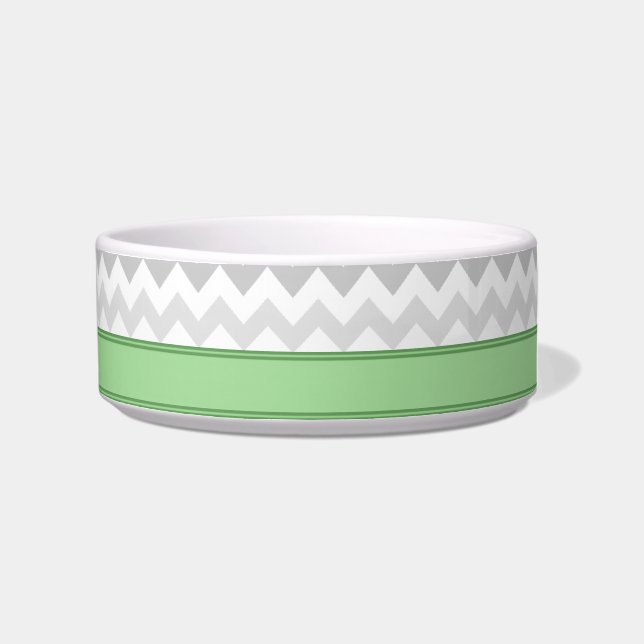 Tigela Cinza Chevron Green personalizado Cat Bowl (Direita)