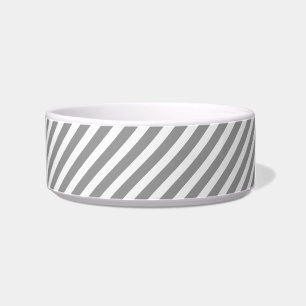 Tigela Cinzas e Stripes Brancas Monograma Pequeno Cachorr