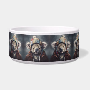 Tigela Coala Fofo de Chapéu de Inverno Nome Personalizado