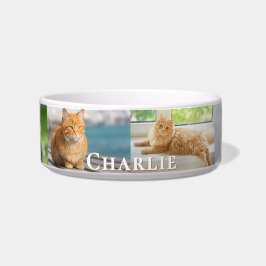 Tigela Colagem de Fotos de Gato Nome Personalizado