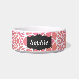 Tigela Coleira Floral Rosa Moderna Personalizada para Pet