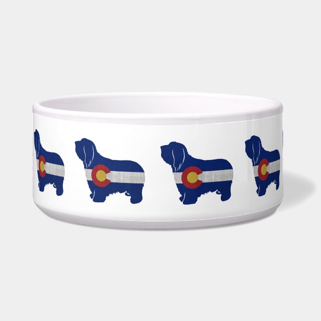 Tigela Collie Dog Colorado Flag Silhouette (Frente)