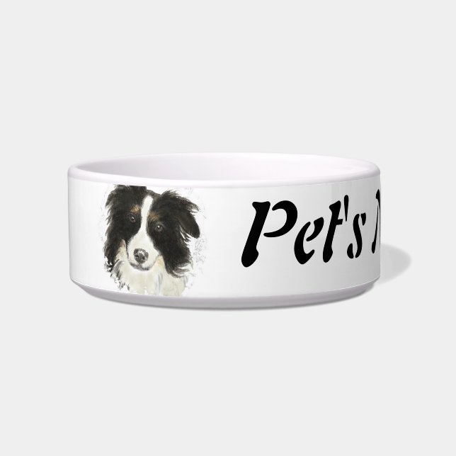 Tigela Collie, Pet, Cão, Nome Personalizado e Borda Fotog (Frente)