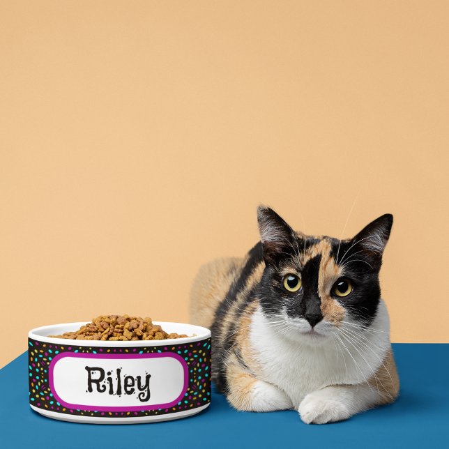 Tigela Colorful retro dots 80s inspired black (Criador carregado)