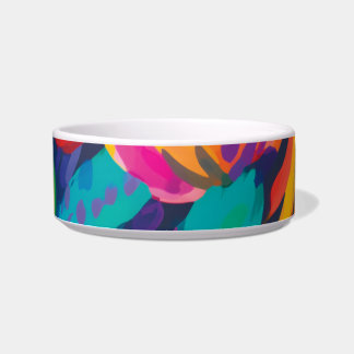 Tigela Colorida Abstrata Floral para Cachorro – An