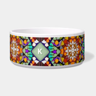 Tigela Colorido Caleidoscópio Azulejo 3D Illusão Pet Inic