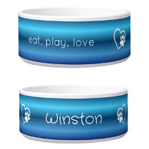 Tigela com Nome de Cachorro Personalizado Eat Play