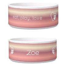 Tigela com Nome de Cachorro Personalizado Peach Gr