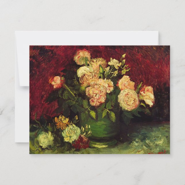 Tigela com Peônias e Rosas por Vincent van Gogh (Frente)