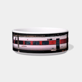 Tigela Comboio vermelho e branco na estação