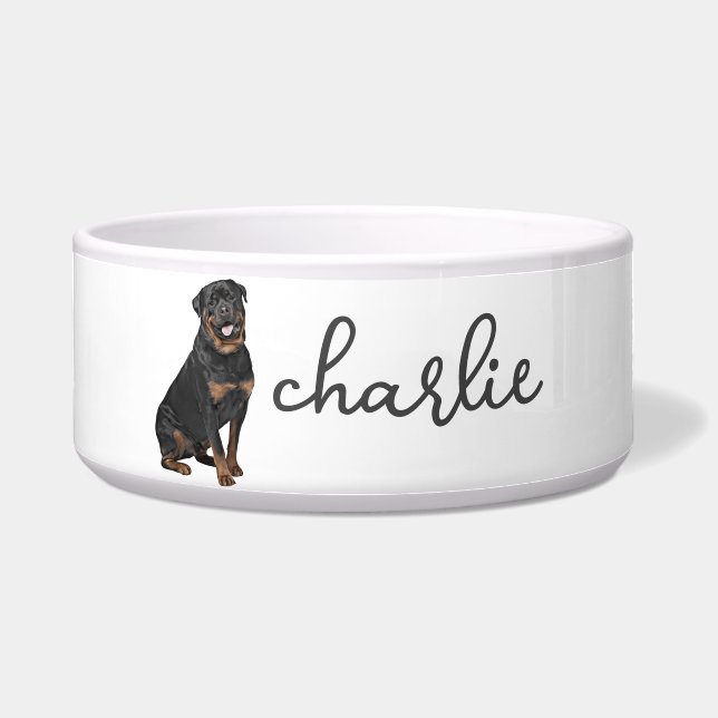 Tigela Comida Rottweiler Personalizada (Frente)