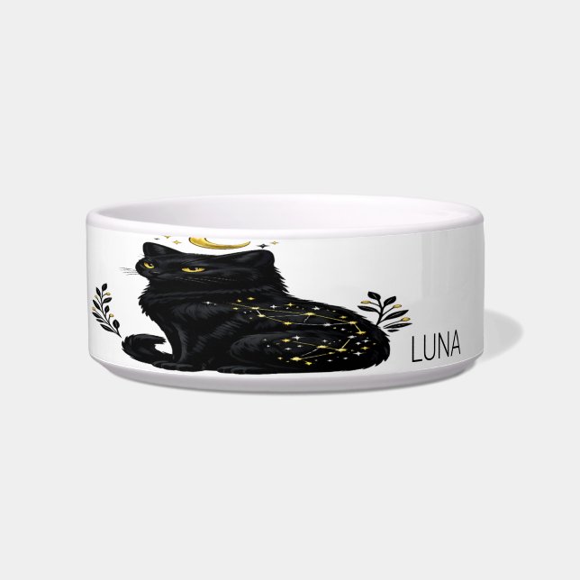 Tigela Constelação Mística de Gato Preto Celestial (Frente)