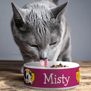 Tigela Conteúdo Calico e Tabby Gatos Personalizáveis