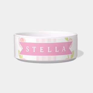 Tigela Coquete personalizado feminino rosa floral listrad