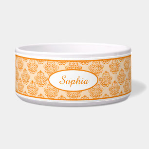 Tigela Cor damasco decorativa laranja com nome personaliz