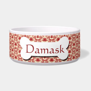 Tigela Cor damasco vermelha e de creme