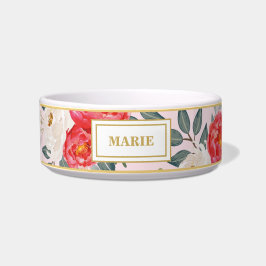 Tigela Cor-de-rosa bonito & ouro/animal de estimação