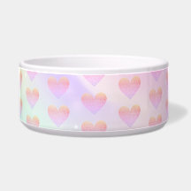 Corações cor-de-rosa no Unicórnio Rainbow Pet Bowl