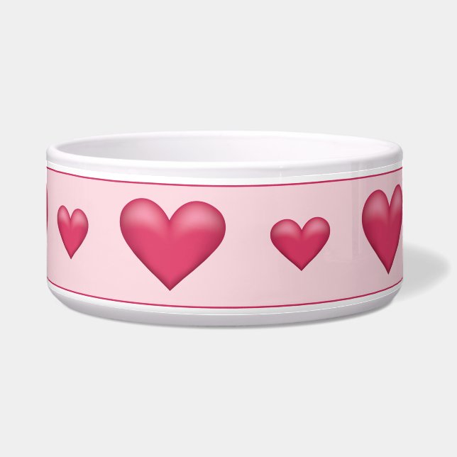 Tigela Corações de Dia de os namorados rosa adorável (Frente)