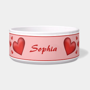 Tigela Corações Vermelhos Com Nome Pet Personalizado