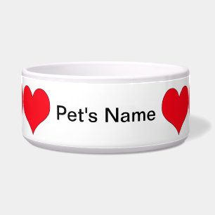 Tigela Corações vermelhos personalizados cão ou bacia