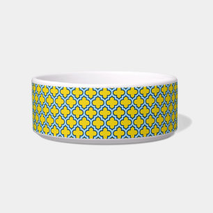 Tigela Corante amarelo e azul-bebê, latido, quatrefoil