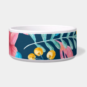 Tigela Cores de água botânica: flores, folhas, ornamento.