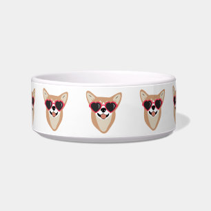 Tigela Corgi Sorridente Engraçado Com Óculos De Sol