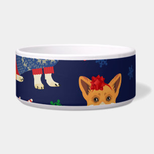 Tigela Corgis de Natal: Ilustração Vintage Festiva.