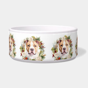 Tigela Coroa de Natal Festiva do American Staffordshire