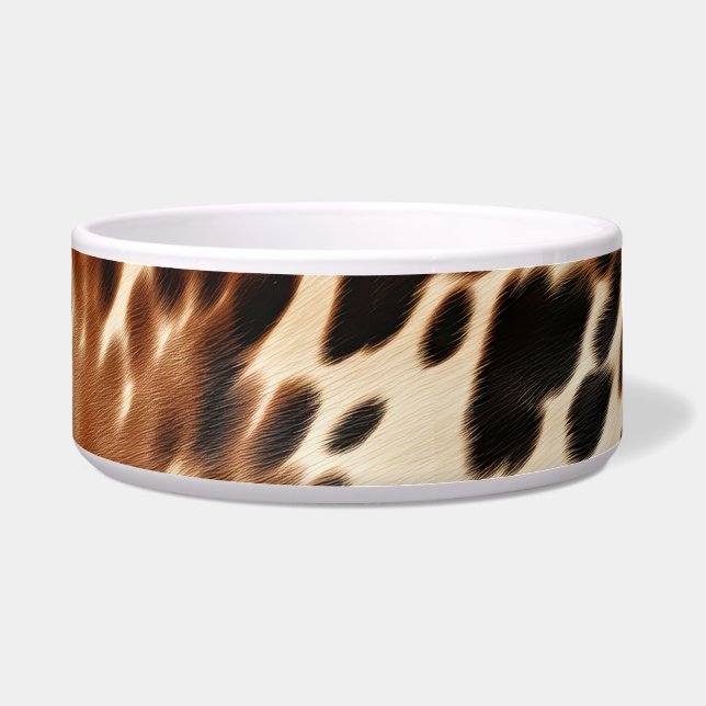 Tigela CowGirl Brown White Cowhide Ocidental (Frente)