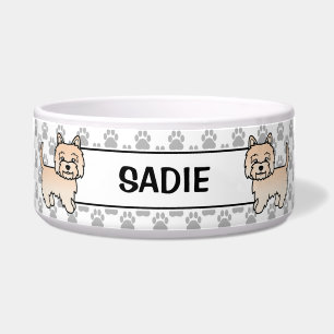 Tigela Cream Cairn Terrier Cute Cartoon Cog & Name