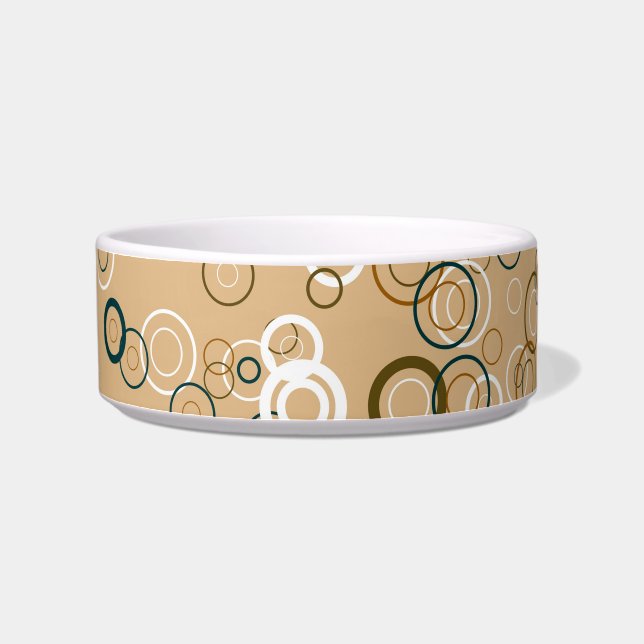 Tigela Creme, Círculos Retro Brancos Abstrato (Esquerda)