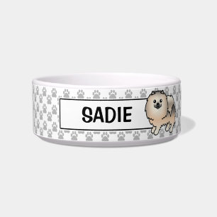 Tigela Creme Sable Pomeranian E Nome de Cão Personalizado