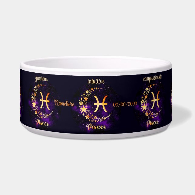Tigela Crie Seu Próprio Peixes Zodiacal Celestial Roxo (Frente)