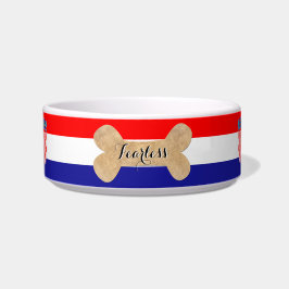 Tigela Croata Dog Bowl, Pet Name, Croatian Flag, Bone
