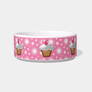 Tigela Cupcake do entalhe com a cereja cor-de-rosa na