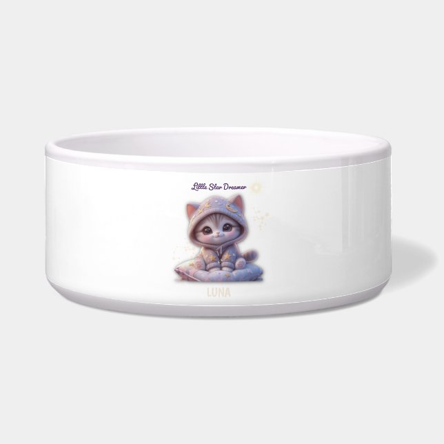 Tigela Custom Cosmic Cat Pet Bowl – Personalized pet bowl (Frente)
