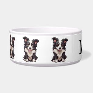 Tigela Cute Cartoon Border Collie Personalizar