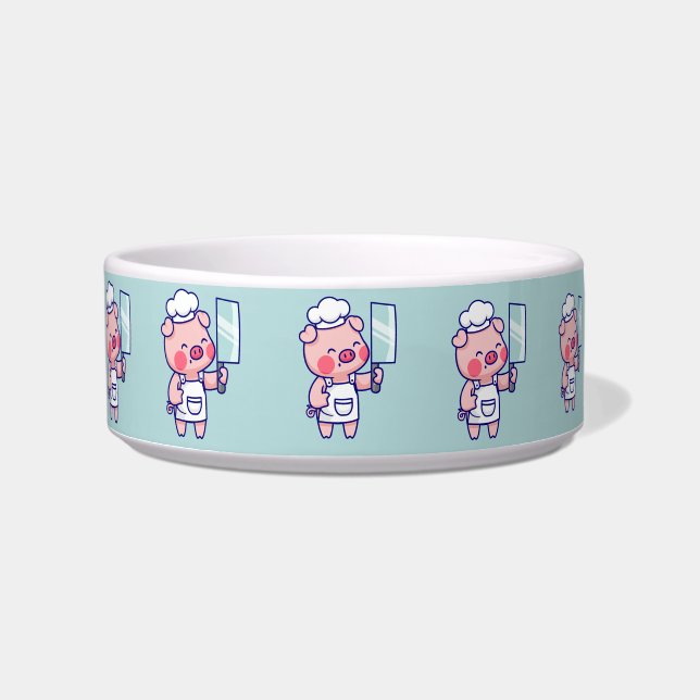Tigela Cute Chef Pig with Cleaver (Frente)