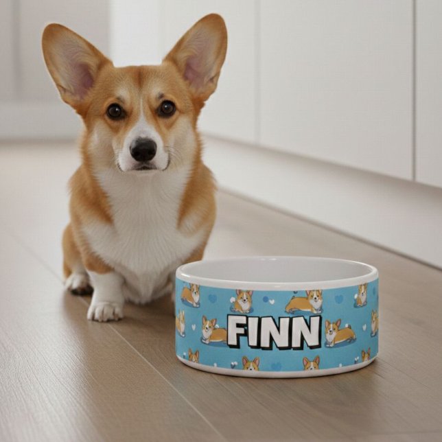 Tigela Cute Corgi Dog Bowls | Personalized Puppy (Criador carregado)